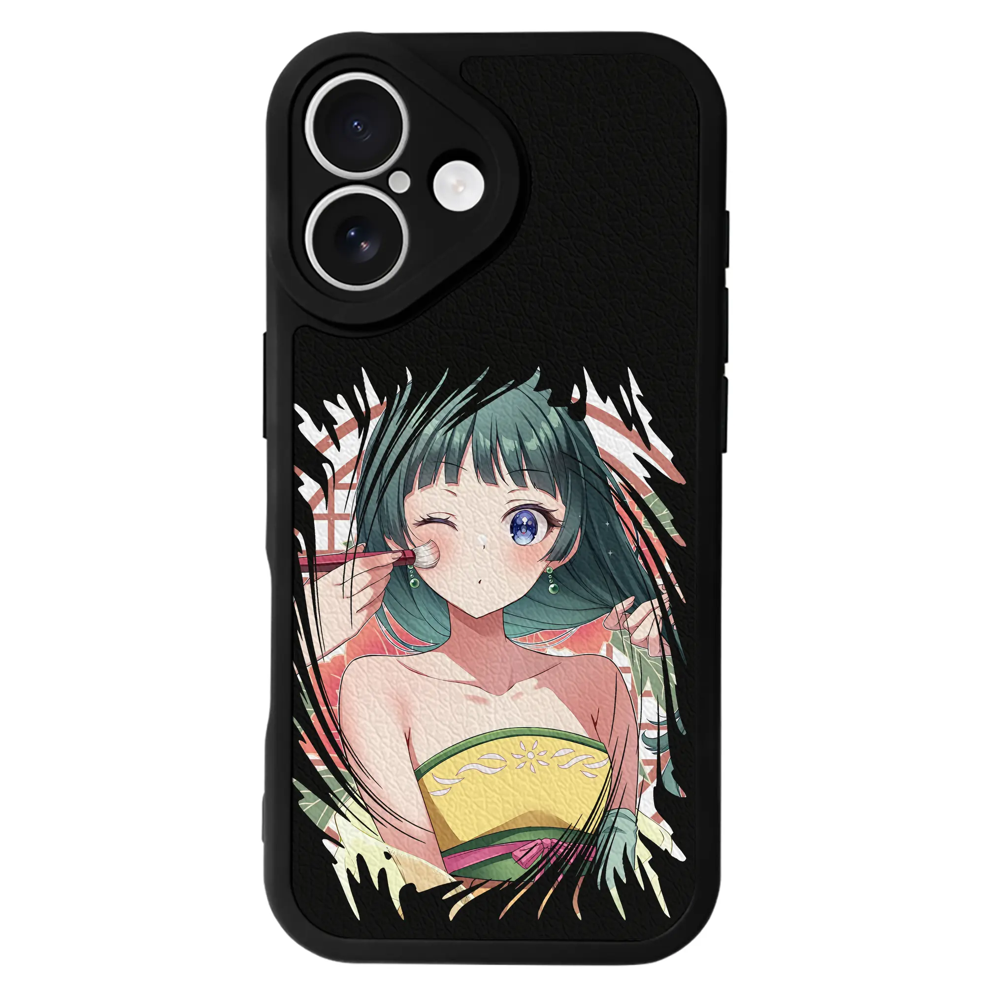 薬屋のひとりごと グッズ,猫猫 - IPhone 16シリーズ対応 ・ シリコンスマホケース ・ レザー調 ・ 高精度フィット ・ 耐衝撃 ・ ワイヤレス充電対応 ・ 精密カット